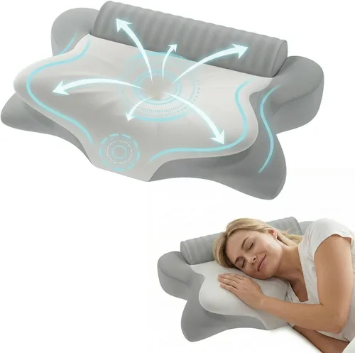 Vista 10 de Almohada cervical cervical para aliviar el dolor y dormir, almohada ergonómica de postura para el cuello, espuma viscoelástica refrescante, almohada