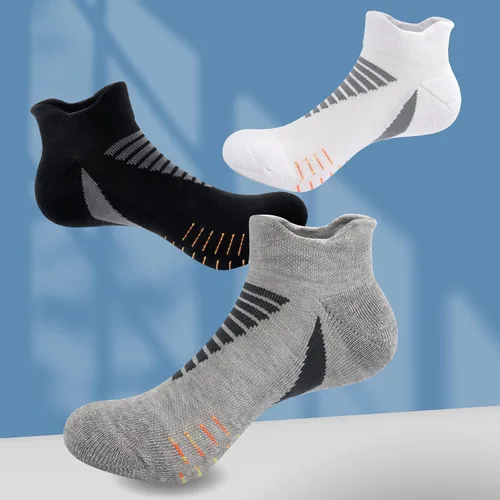 Vista 5 de SERISIMPLE Calcetines de bambú de viscosa de algodón de corte bajo, amortiguador atlético, absorción de compresión, correr, hombres y mujeres, 3