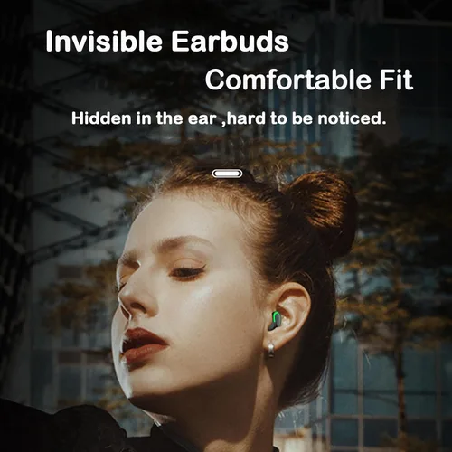 Vista 4 de Xmenha Mini23 - Mini auriculares inalámbricos invisibles con Bluetooth para dormir, pequeños auriculares para orejas pequeñas, color blanco