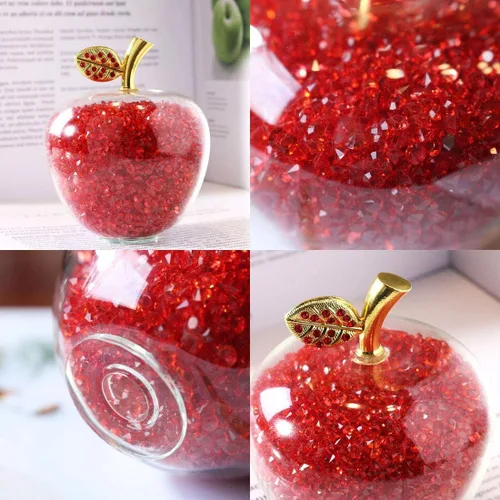 Vista 5 de H&D HYALINE & DORA Regalo del día de Navidad, colección de figuras de manzana de cristal rojo pisapapeles