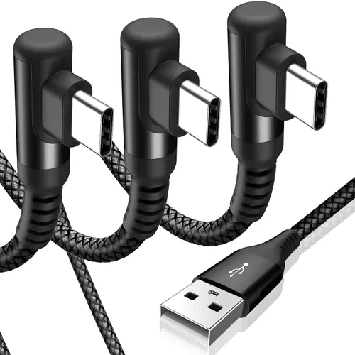 Vista 16 de sweguard Cable de carga USB tipo C en ángulo recto [2 unidades, 1.5 pies] 3.1A cable trenzado de nailon para iPhone 17, 16, 15 Pro Max Plus, iPhone
