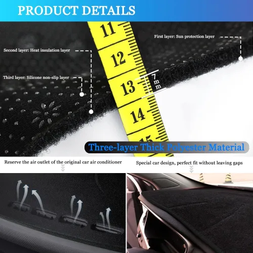 Vista 5 de Funda para salpicadero Tapete para salpicadero Alfombrilla para consola central personalizada Compatible con Ford Focus 2012-2018 (Sin altavoz)