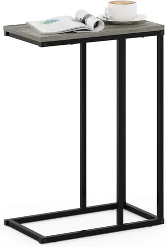 Vista 14 de Furinno Turn-N-Tube - Mesa auxiliar en forma de C con ruedas, color pino ámbar/negro