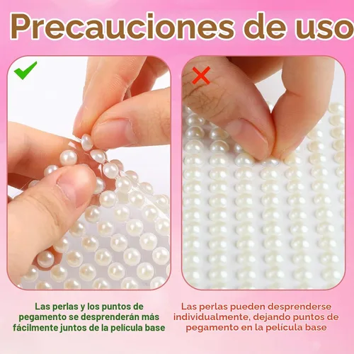 Vista 3 de LOMIMOS 3090 calcomanías de perlas, 4 tamaños, autoadhesivas, beige, parte trasera sintética, decoración de perlas para rostro, belleza, maquillaje