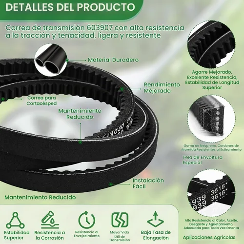 Vista 5 de 603907 607400 Correa de transmisión de bomba para cortacésped Hustler Raptor SD SDX Limited Zero Giro, correa dentada de aramida resistente, correa