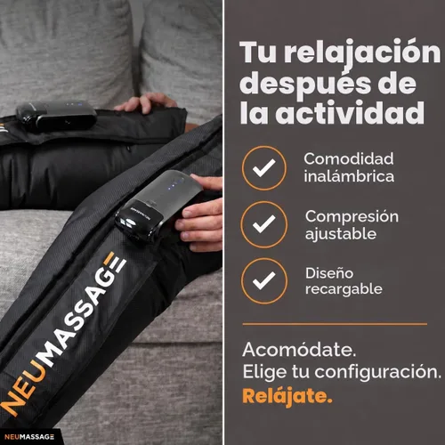 Vista 2 de Sistema de recuperación de masaje de compresión de pierna profesional NEUMASSAGE Botas de recuperación de aire recargables inalámbricas
