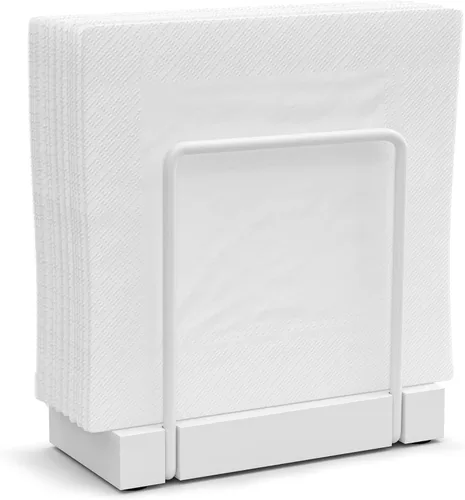 Vista 9 de Servilletero para mesa, dispensador de servilletas de hierro de acacia para cocina, mesa de comedor, granja, cóctel, picnic, soportes de madera