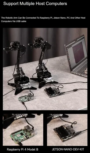 Vista 7 de Kit de brazo robótico de escritorio servo de bus serie de alto par para Raspberry Pi y Jetson Nano Wireless Control basado en ESP32 5-DOF soporta