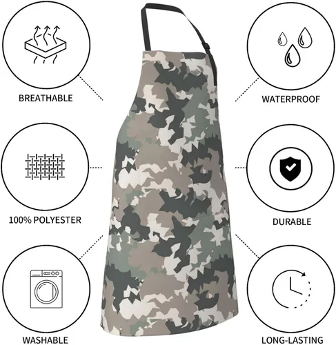 Vista 5 de Perinsto Waterproof Apron with 2 Pockets Kitchen Chef Aprons Bibs for Cooking Baking