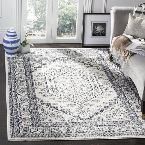 Vista 30 de SAFAVIEH ADR108B - Tapete de la colección Adirondack, 2 pies 1 pulgada x 6 pies, marfil y plateado, diseño de medallón oriental, no desprende