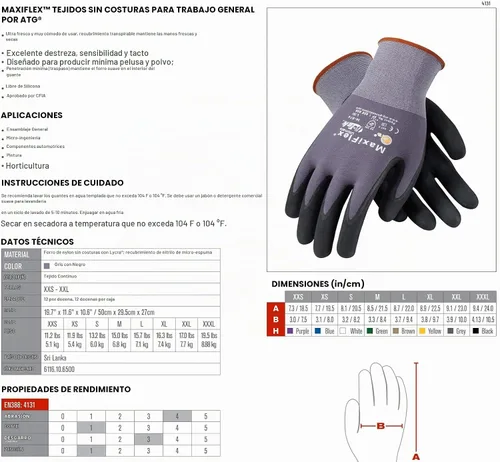 Vista 4 de MaxiFlex 34-874 Ultimate - Guantes de trabajo de nitrilo con microespuma de nylon - Negro gris - Tamaños - 12 pares (Docena)