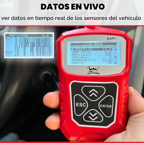 Vista 3 de EAF1 OBD2 Escáner de coche – Herramienta de diagnóstico automotriz profesional lector de código para luz del motor OBDII escáner para coche de datos
