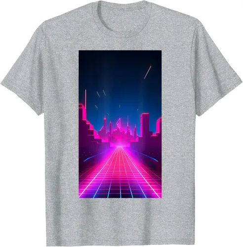 Vista 6 de Camiseta Retrowave Street 80s Vaporwave Synthwave, Negro -, Pequeña