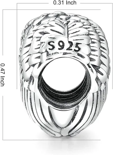 Vista 4 de BISAER Pulsera contra el mal de ojo de plata de ley 925, abalorios de cristal azul, dije de mano Hamsa para pulsera Pandora