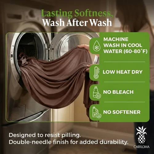 Vista 5 de Cariloha Set de sábanas clásico de 4 piezas Ropa de cama de playa King Material de viscosa Extra suave, refrescante para personas que