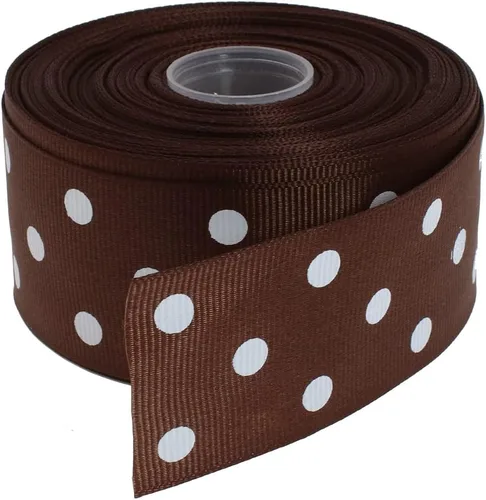 Vista 40 de Cinta de grogrén de lunares de 25 yardas cada rollo 100% poliéster (1 pulgada, beige)