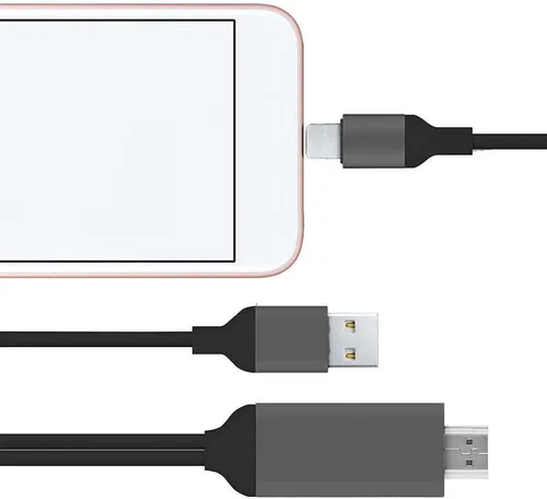 Vista 2 de Cables HDMI adaptador USB a HDTV, cable USB macho + USB hembra a HDMI macho 1080P HDTV Mirroring Cable compatible con iPhone/iPad/S9/S8/Note 8 y más
