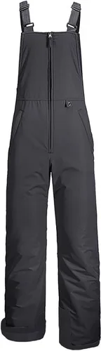 Vista 4 de Overol con peto de esquí de nieve para mujer, impermeable, resistente al viento, aislado, informal, holgado, pantalones de snowboard