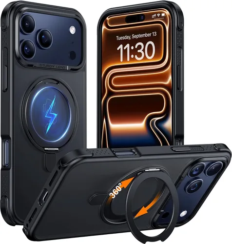 Vista 28 de Magnética para iPhone 12 e iPhone 12 Pro Funda, [con Soporte de Anillo Magnético Invisible Giratorio 360°][A Prueba de Golpes][Compatible