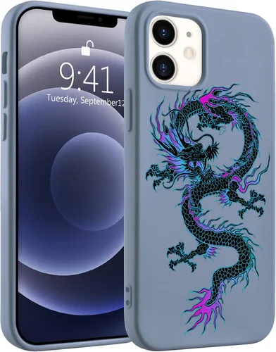 Vista 11 de Funda con estampado de dragón para iPhone 7/8 Plus, silicona líquida negra fresca para niñas y niños, funda de goma de gel suave de moda de cuerpo