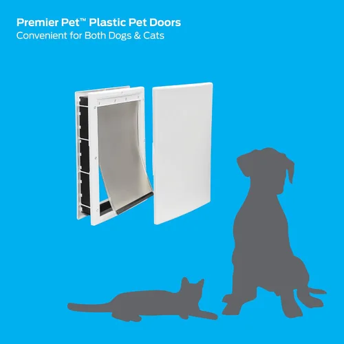 Vista 5 de Premier Pet Puerta de plástico para mascotas, proporciona acceso independiente, marco de plástico duradero con cierre magnético, diseño