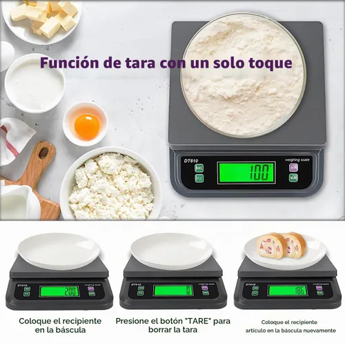 Vista 4 de Báscula digital grande de cocina de 66 lb 30 kg, báscula de alimentos para hornear, cocinar, pan, carne con función de tara y cuenta preparatoria
