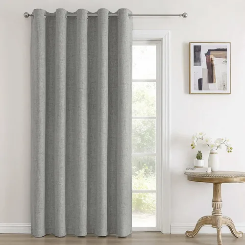 Vista 34 de Joydeco Cortinas negras 100% opacas para dormitorio, oscurecimiento de habitación, aislamiento térmico, cortinas cortas texturizadas con ojales