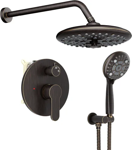 Vista 14 de SR SUN RISE Grifo de ducha – Sistema de cabezal de ducha multifuncional de alta presión de 10 pulgadas con accesorios de cabezal de ducha de mano