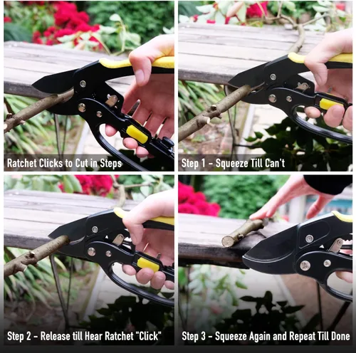 Vista 3 de Jardineer Tijeras de podar para jardinería resistentes y afiladas de mano, podadoras manuales para jardinería con menos esfuerzo
