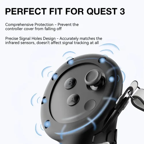 Vista 4 de Funda de agarre para controlador VR para accesorios Meta Quest 3, piel de silicona para controladores Oculus Quest 3, protector de controlador