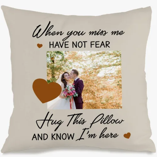 Vista 10 de Personalized One Image Pillow Case with Customized Text Designed for Bedroom or Sofa décor and Providing an Emotional Gift Experience for Loved Ones