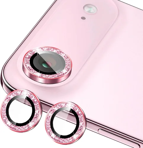 Vista 8 de Protector de lente de cámara compatible con iPhone 15 Plus y iPhone 15 (paquete de 4, 2 juegos), con purpurina brillante, funda de cámara