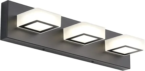 Vista 35 de Ralbay - Luz LED negra para tocador de baño, moderna, atenuable con 5 temperaturas de color, accesorios de iluminación de pared de acrílico negro
