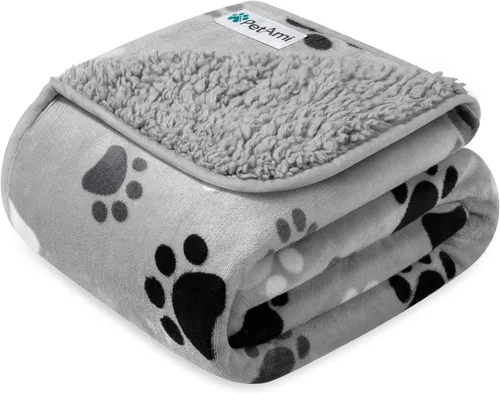 Vista 26 de PETAMI Manta impermeable de forro polar Sherpa para gatos y perros, color beige, talla S