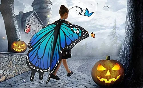 Vista 4 de Alas de mariposa para niñas y niños, disfraz de Halloween, chal de hadas, festival, vestido, fiesta