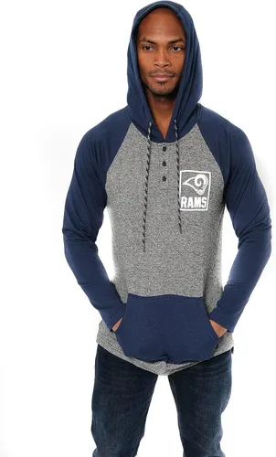 Vista 32 de Ultra Game - Sudadera con capucha de vellón para hombre con cuello Henley de la NFL Negro