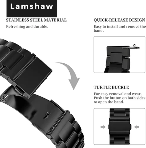 Vista 4 de Compatible con Withings Smartwatch Bands, Lamshaw 0.709 in, 0.787 in, acero inoxidable, correa de repuesto de metal para hombres y mujeres