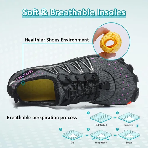 Vista 3 de ziitop Zapatos de agua para hombres y mujeres, para playa, descalzos, natación, escalada, piscina, calcetines, antideslizantes, transpirables