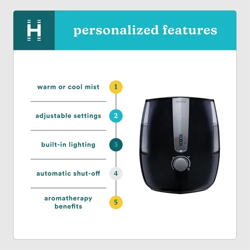 Vista 3 de Humidificador Homedics TotalComfort Plus - Humidificadores de aire grandes para dormitorio, plantas, tanque de agua de llenado superior de 5.3