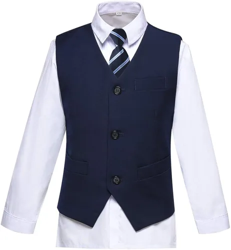 Vista 4 de Visaccy - Traje de vestir para niños, corte ajustado, traje para pajecito de boda