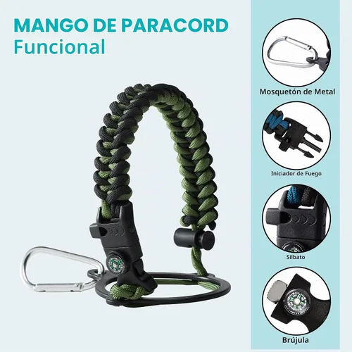 Vista 8 de Botellas de agua de 32 onzas aisladas con pajita y tapa para beber de un sorbo, asa de paracord, bolsa de transporte con correa, termo de triple