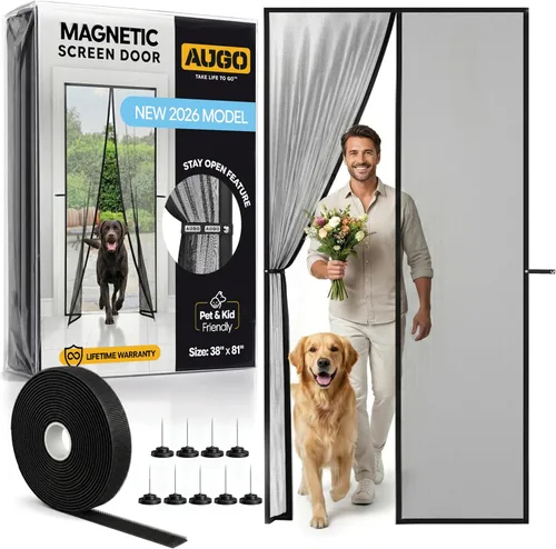 Vista 7 de AUGO Puerta de garaje con cierre magnético – Puerta mosquitera de garaje para 1 coche desplegable – Malla magnética para puerta – Parte inferior