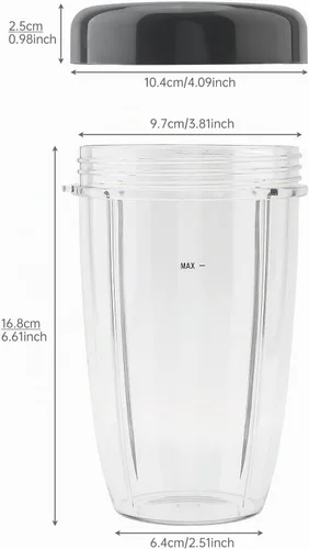 Vista 3 de 2 vasos de repuesto reutilizables de 24 onzas para licuadoras Nutribullet de 600 W / 900 W con tapa, vaso de repuesto lavable