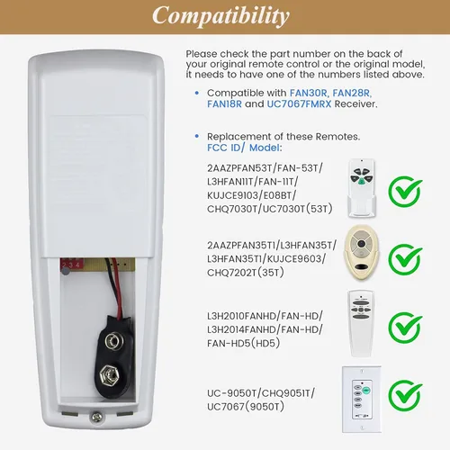 Vista 3 de Kit de control remoto universal para ventilador de techo con regulador de intensidad Repuesto para Hampton Bay, Hunter, Harbor Breeze, Fan-HD5