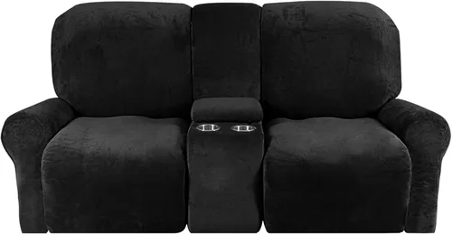 Vista 9 de Funda reclinable de terciopelo para sofá biplaza con consola central, fundas elásticas para sillas reclinables, funda suave para consola central