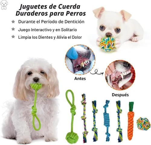 Vista 4 de MRSOHRET 20 Piezas Juguetes Masticables para Cachorros en Dentición, Juguetes Masticables para Perros con Juguete de Cuerda, Cepillo de Dientes
