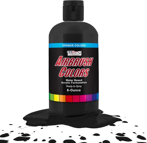 Vista 10 de U.S. Art Supply Pintura acrílica opaca para aerógrafo color azul aguamarina, botella de 1 onza, colores a base de agua no tóxicos de grado
