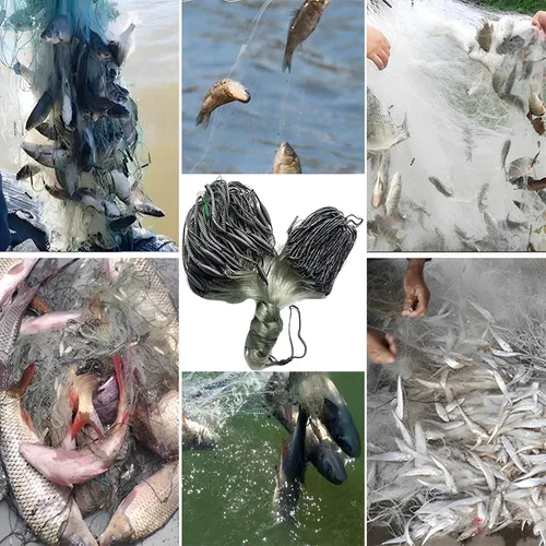 Vista 7 de Redes de pesca multifilamento de 2,5/3/4/5/2.4 in, agujero de malla hecha a mano, red de pesca fundida, red adhesiva duradera de 91.9 x 5.2 ft, red