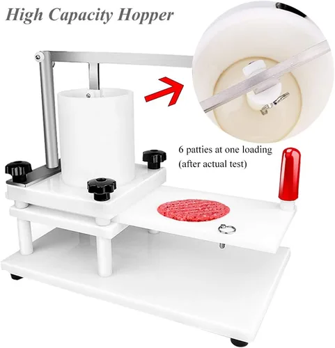 Vista 2 de Huanyu Máquina formadora de hamburguesas comercial Material PE 4.331 in 4.3 "Manual Burger Press Meat Patty Forming Processor White Burger Press