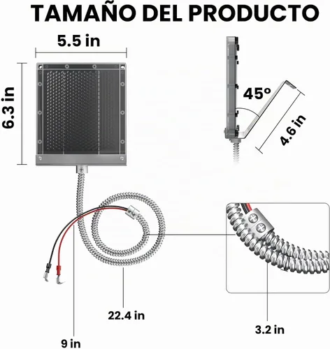 Vista 6 de POWOXI 12V 1.7w alimentador de ciervos panel solar con impermeable y soporte